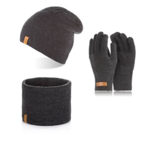Brødrene 3w1 czapka cz4 + komin k2 + rękawiczki r1 ciemnoszare