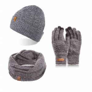 Brødrene 3w1 czapka cz8 + komin k3 + rękawiczki r1 jasnoszary mulina