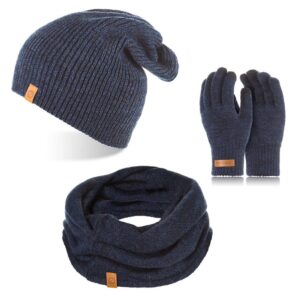 Brødrene 3w1 czapka cz7 + komin k3 + rękawiczki r1 granatowe
