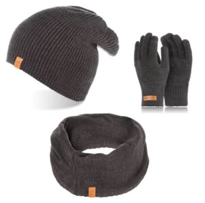Brødrene 3w1 czapka cz7 + komin k3 + rękawiczki r1 ciemnoszare
