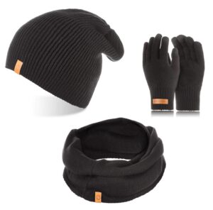 Brødrene 3w1 czapka cz7 + komin k3 + rękawiczki r1 czarne