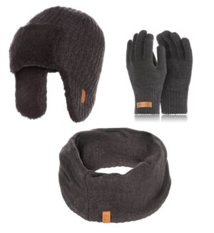 Brødrene 3w1 czapka cz5 + komin k3 + rękawiczki r1 ciemnoszare