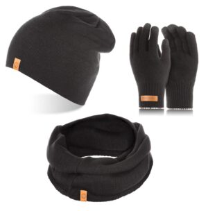 Brødrene 3w1 czapka cz4 + komin k3 + rękawiczki r1 czarny