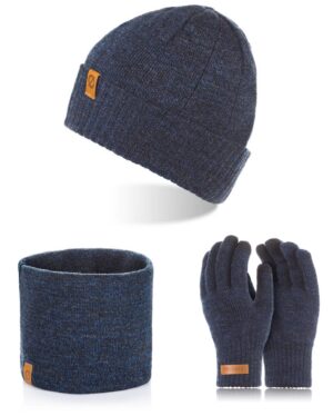 Brødrene 3w1 czapka cz8 + komin k2 + rękawiczki r1 granatowy