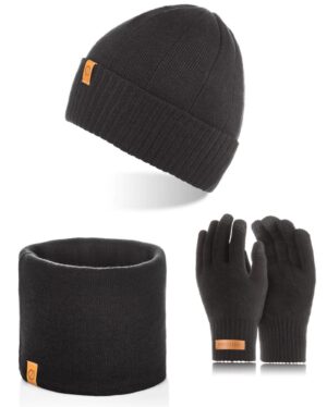 Brødrene 3w1 czapka cz8 + komin k2 + rękawiczki r1 czarne