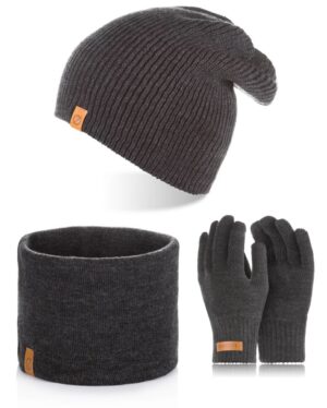 Brødrene 3w1 czapka cz7 + komin k2 + rękawiczki r1 ciemnoszary