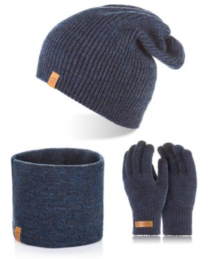 Brødrene 3w1 czapka cz7 + komin k2 + rękawiczki r1 granatowy