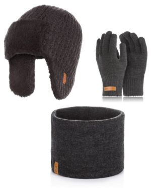 Brødrene 3w1 czapka cz5 + komin k2 + rękawiczki r1 ciemnoszare