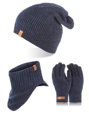 Brødrene 3w1 czapka cz7 + komin k1 + rękawiczki r1 granatowe