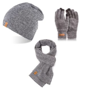 Brødrene 3w1 czapka cz4 + szalik s1 + rękawiczki r1 jasnoszary mulina