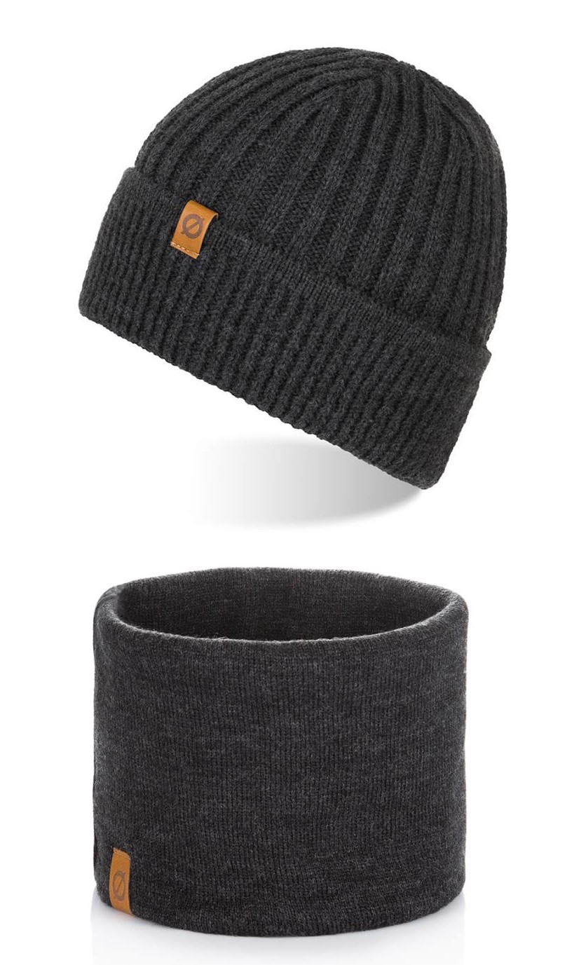 Brødrene 2w1 czapka cz12 + komin k2 ciemnoszary