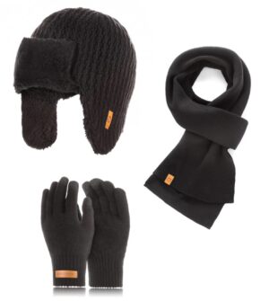Brødrene 3w1 czapka cz5 + szalik s1 + rękawiczki r1 czarny