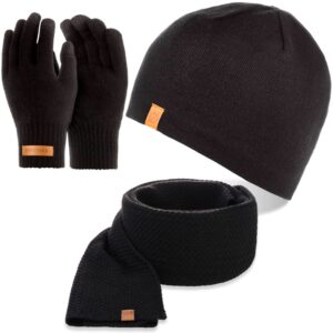 Czarny komplet czapka cz1 + szalik s5 + rękawiczki r1 brødrene