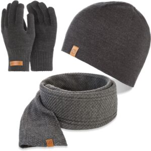 Szary komplet czapka cz1 + szalik s5 + rękawiczki r1