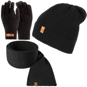 Komplet zimowy czapka cz14 + szalik s5 rękawiczki r1 czarny