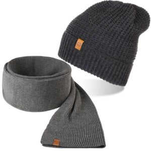 Brødrene czapka zimowa męska cz14 + szalik s6 grafitowa