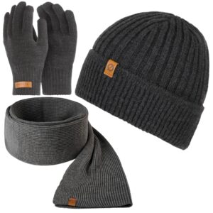 Czapka szara cz12 + szalik s6 + rękawiczki r1 brødrene
