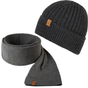 Grafitowy komplet męski czapka cz12 + szalik s6 brødrene