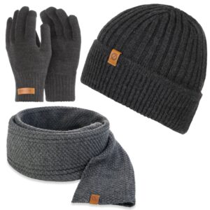 Grafitowy brødrene szalik s5 + czapka cz12 + rękawiczki r1