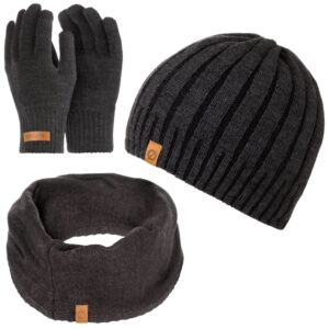Grafitowy komplet brødrene czapka cz16 + komin k3 + rękawiczki r1