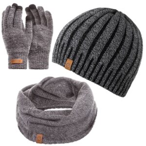 Zestaw męski zimowy komin k3 + czapka cz16 + rękawiczki r1