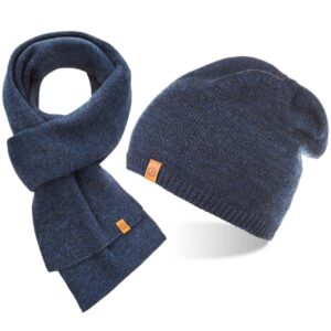 Brødrene granatowy komplet męski czapka cz2 + szalik s1