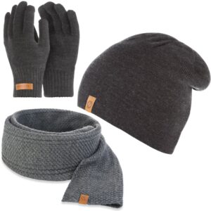 Grafitowy komplet brødrene czapka cz4 + szalik s5 + rękawiczki r1