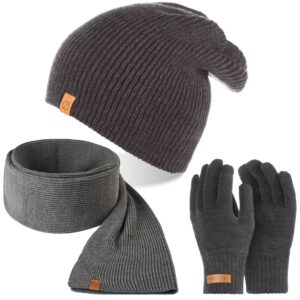 Grafitowy komplet brødrene czapka cz7 + szalik s6 + rękawiczki r1