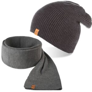 Ciemnoszary komplet zimowy męski czapka cz7 + szalik s6 brødrene