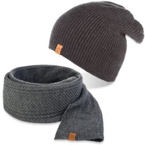 Komplet męska czapka cz7 + szalik s5 szary brødrene