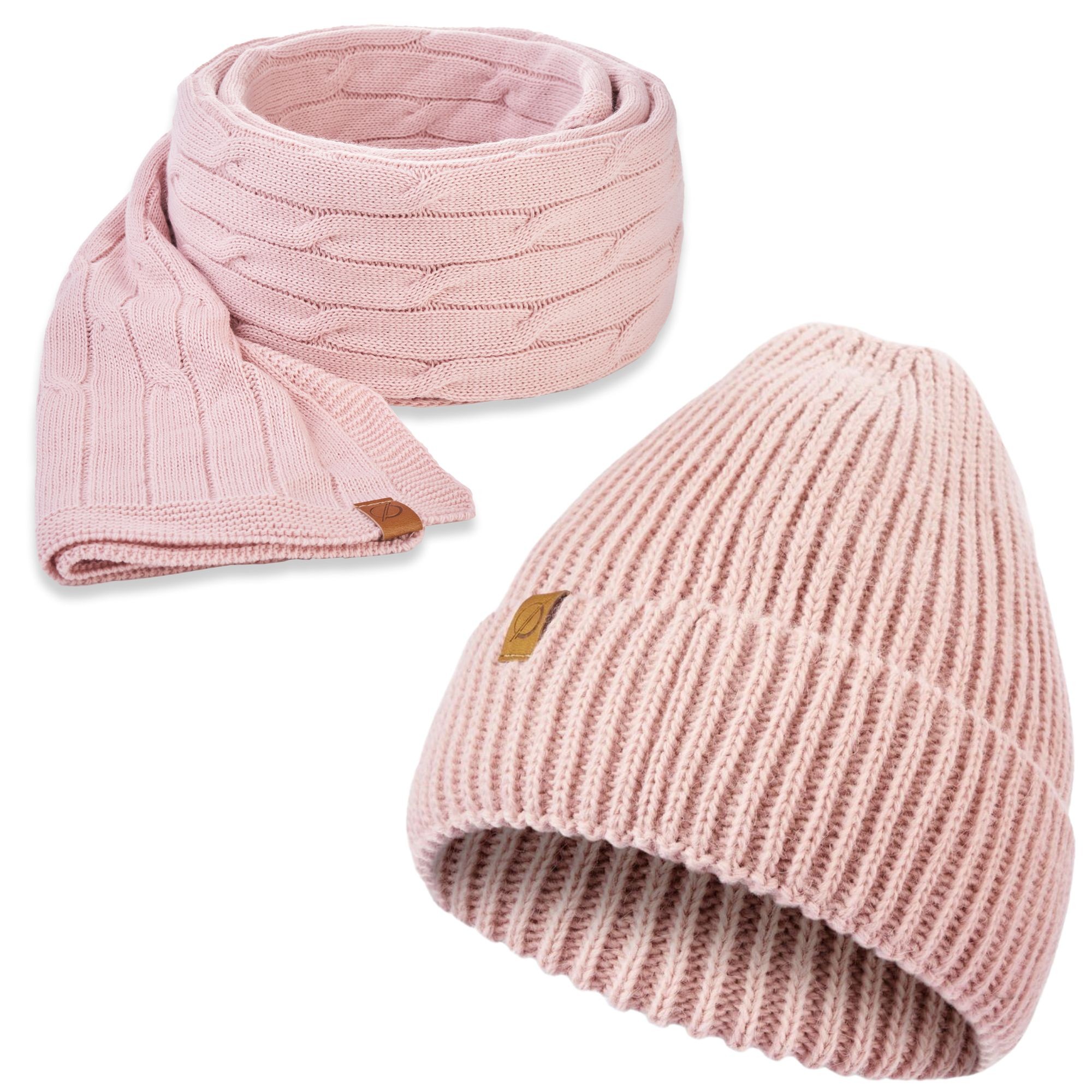 Pudrowy komplet zimowy czapka cz46 + szalik s10 brødrene