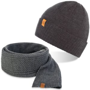 Szary komplet czapka męska cz8 + szalik s5 brødrene