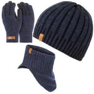 Granatowa czapka cz16 + komin k1 + rękawiczki r1brødrene