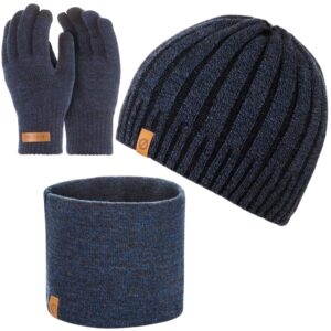 Granatowa czapka cz16 brødrene + komin k1 + rękawiczki r1