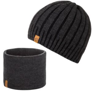 Czapka męska grafitowa cz16 + komin k2 brødrene