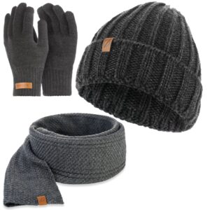 Brødrene czapka cz47 + szalik s5 + rękawiczki r1 grafitowy