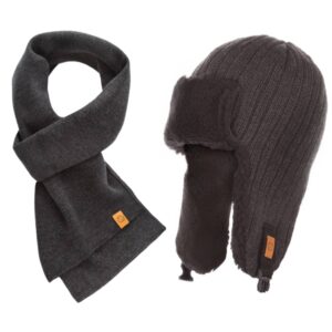 Grafitowy zestaw czapka uszatka cz3 + szalik s1 brødrene