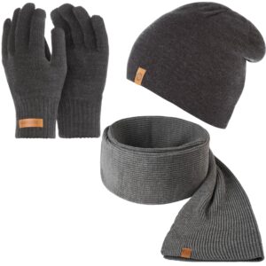 Grafitowa czapka cz4 + szalik s6 + rękawiczki r1 brødrene