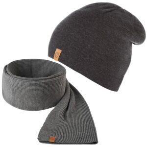 Grafitowy komplet czapka męska cz4 + szalik s6 brødrene