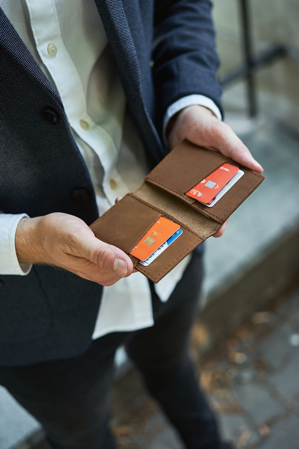 Skórzany portfel slim wallet brødrene sw03 jasny brąz