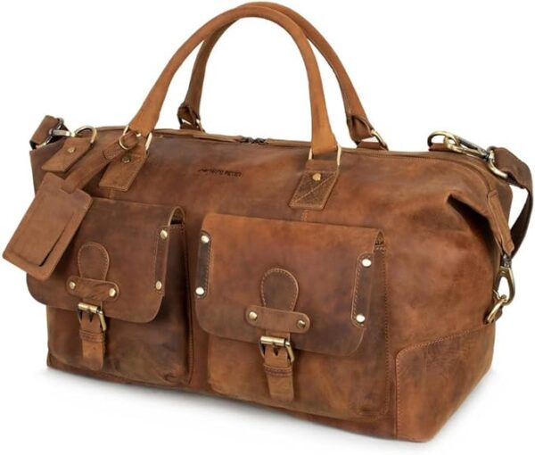 Marc Peter® Keneddy torba podróżna, męska, skórzana torba weekendowa w stylu vintage, do zawieszenia, prawdziwa skóra bufowa, duży bagaż podróżny, torba podróżna dla mężczyzn i kobiet, 49 cm x 24 cm x