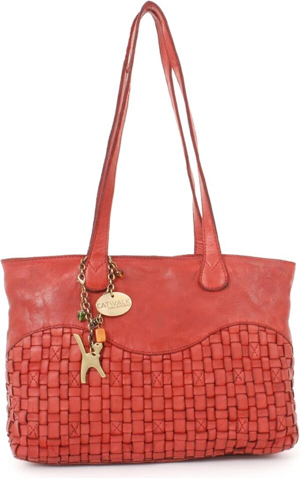 Catwalk Collection Handbags - Damska Skórzana Torba na Ramię - Średnia Torebka Typu Tote - Shopper z Wieloma Kieszeniami - Matilda