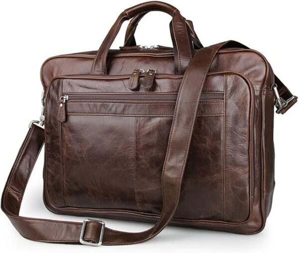 Skórzana aktówka biurowa męska 14'' 15,6'' 17,3'' laptop biznesowa męska torba listonoszka
