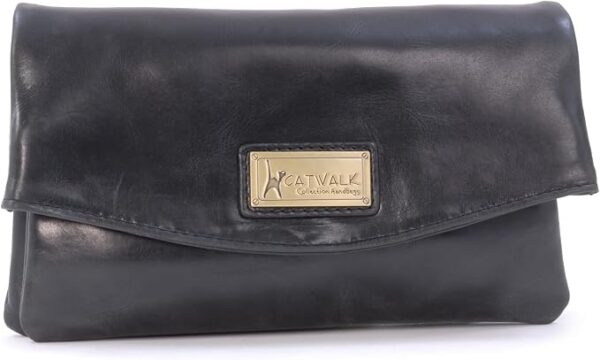 Catwalk Collection Handbags - Damska Skórzana Torebka Crossbody - Mała Torba Kopertówka Wieczorowa - Regulowany Odpinany Pasek - Hannah