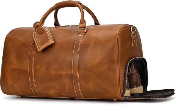 Torba podróżna w stylu vintage, męska, skórzana torba weekendowa do zawieszenia, nocna torba duffle, duży bagaż podróżny, 55 cm, prawdziwa skóra bydlęca, 41 Liter, Retro