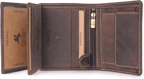 Visconti - Średni Skórzany Portfel Męski - 8 Kieszeń na Karty Kredytowe - z Ochroną RFID - W Pudełku Upominkowym - 708 Spear - Olejowy Brązowy