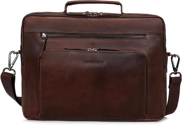 Marc Peter® Auckland torba na laptopa o przekątnej ekranu 15,6", skórzana I torba na ramię na laptopa I aktówka na notebooka I torba dla kobiet i mężczyzn, brązowy, Auckland