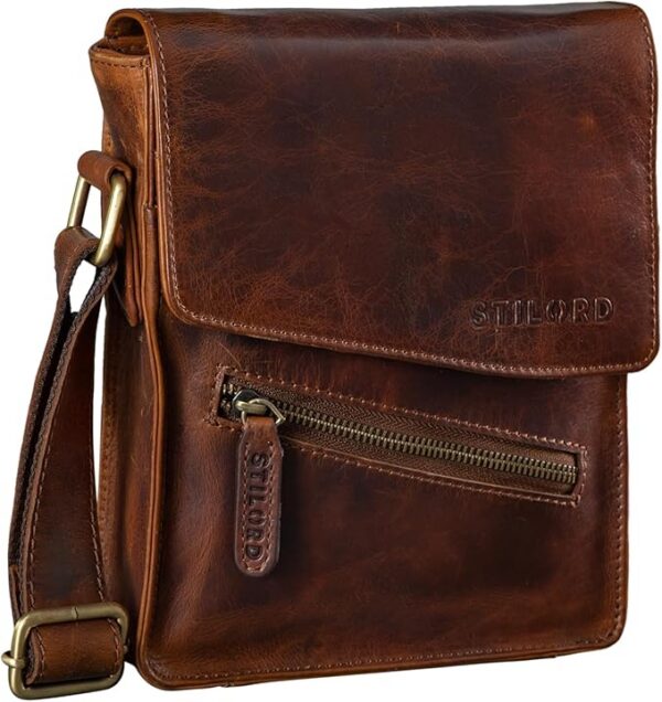 STILORD "Steve" Mała męska torebka skórzana do noszenia Vintage Torba na ramię Mężczyźni Torba na stół Torba na stół DIN A5 Real Leather Kolor:zamora - brązowy