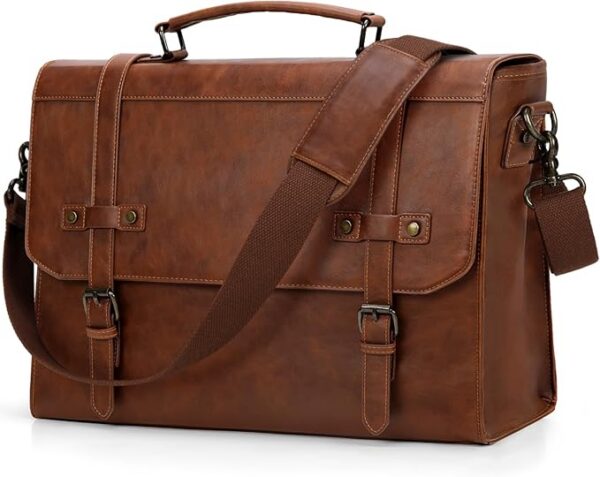 RAINSMORE Teczka męska, wodoszczelna torba na ramię, torba na laptopa o przekątnej ekranu 17,3", torba listonoszka, vintage, torba robocza, dla mężczyzn, do pracy, szkoły