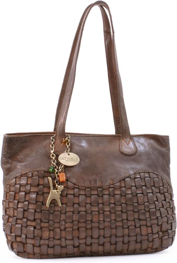Catwalk Collection Handbags - Damska Skórzana Torba na Ramię - Średnia Torebka Typu Tote - Shopper z Wieloma Kieszeniami - Matilda